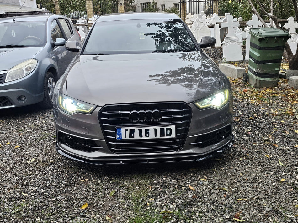 Lip prelungire bara fata S6 Style compatibil cu Audi A6 C7 S-Line 2011-2018 negru lucios