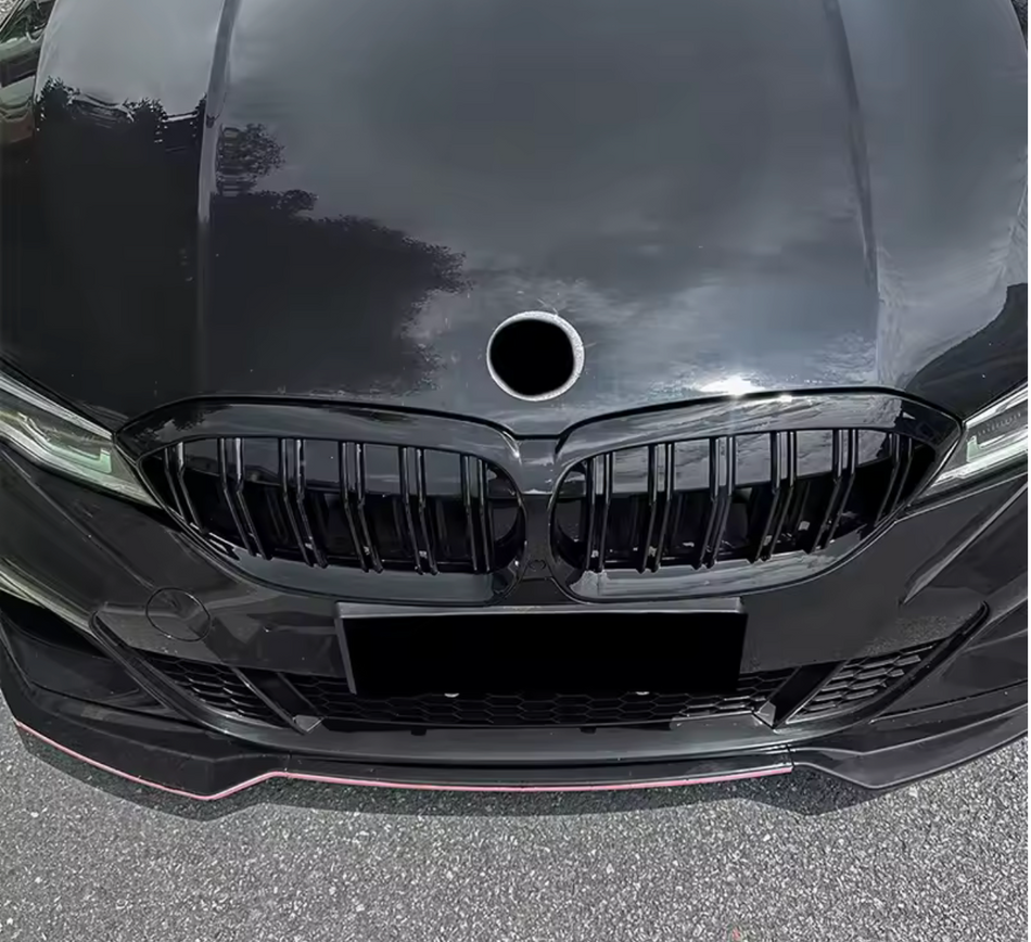 Grile centrale duble compatibile cu BMW seria 3 G20 G21 2019-up M3 style negru lucios