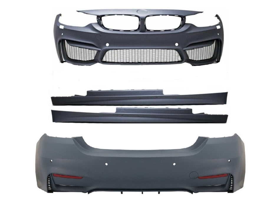 Kit Exterior compatibil cu BMW Seria 4 F32 M4 Design cu Praguri Laterale si Grile pentru proiectoare