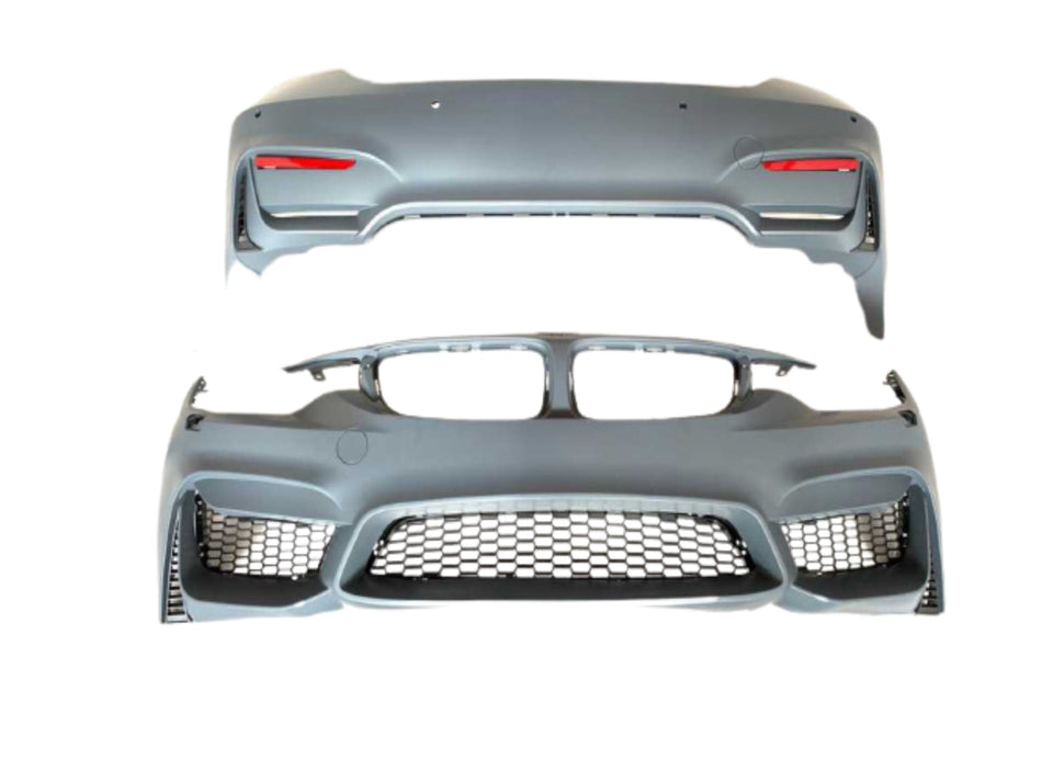 Kit Exterior compatibil cu BMW Seria 4 F36 M4 Design cu Praguri Laterale si Grile pentru proiectoare