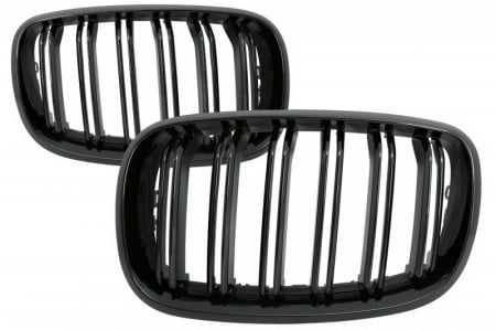 Grile centrale duble compatibile cu BMW X5 M style E70(2008-2014) negru lucios