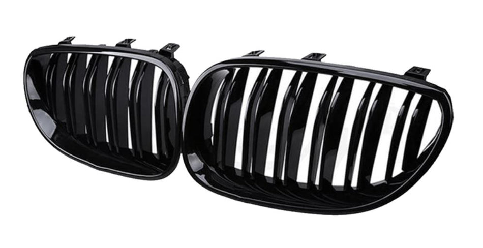 Grile centrale duble model M5 compatibile cu BMW seria 5 E60 E61  negru lucios